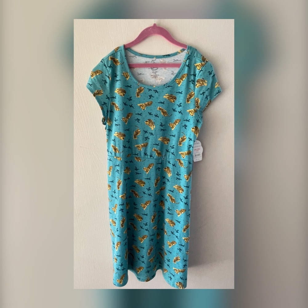 Girls Teal Tiger Wondernation Play Dress